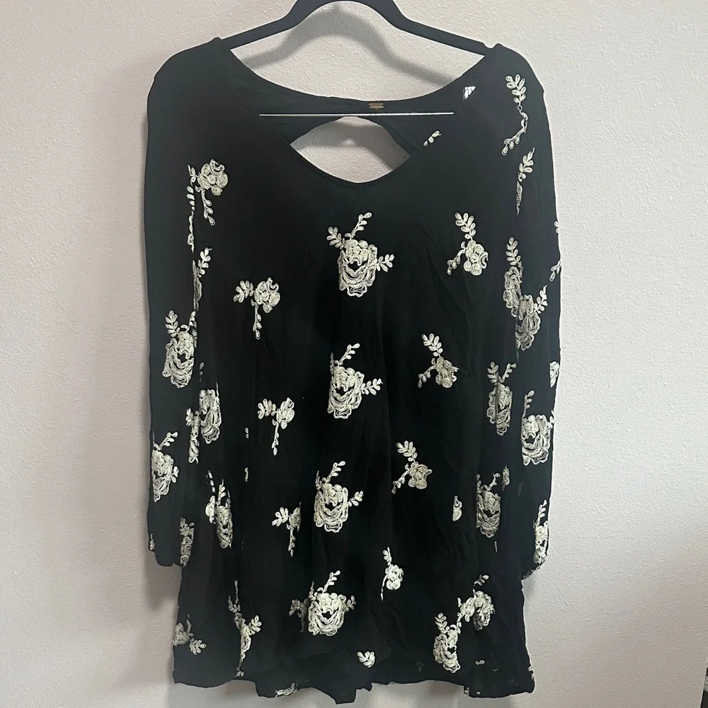 Free People Black and White Floral Mini Dress